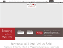 Tablet Screenshot of hotelvaldisole.it